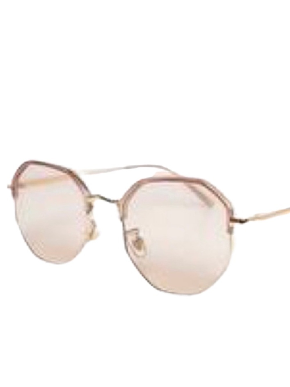 Manière de Voir Rose Gold Geometric Sunglasses Pink Lens + Case